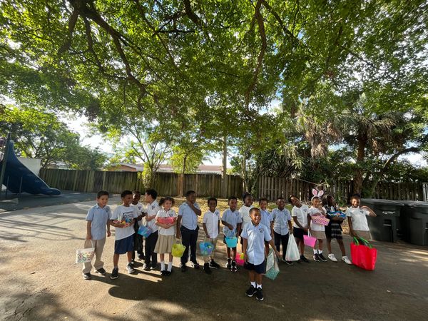 Students participating in the Easter egg hunt!